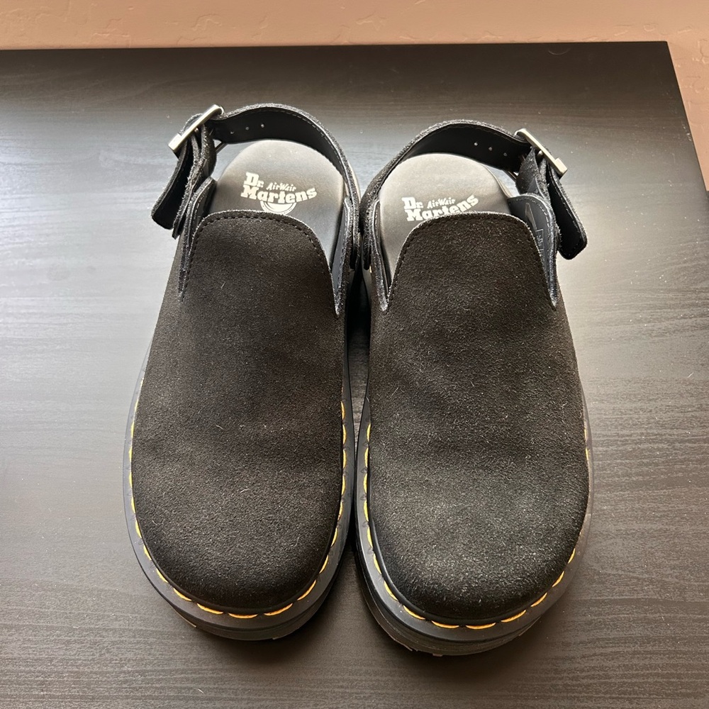 Dr. Martens Black Zebzag Suede Slingback Mules - Picture 2 of 3